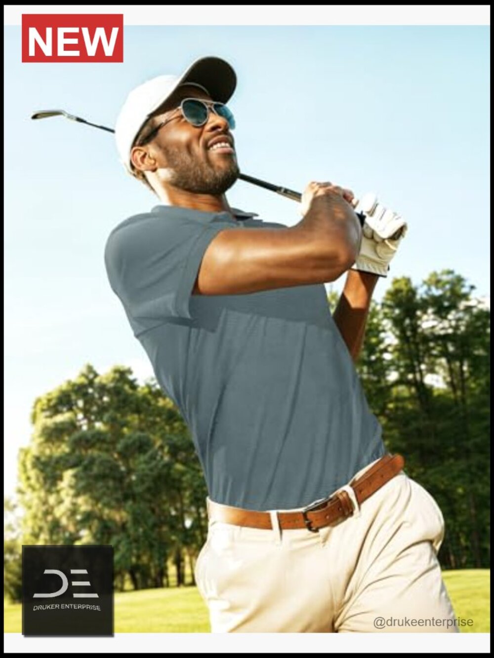 Men's UPF 70+ Moisture Wicking Quick Dry Performance Golf Polo Shirt - Picture 3 of 7